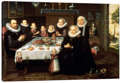 A Portrait of a Family saying Grace Before a Meal, 1602  Canvas Art Print