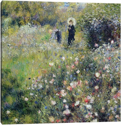 Woman with a Parasol in a garden, 1875  Canvas Art Print - Impressionism Art