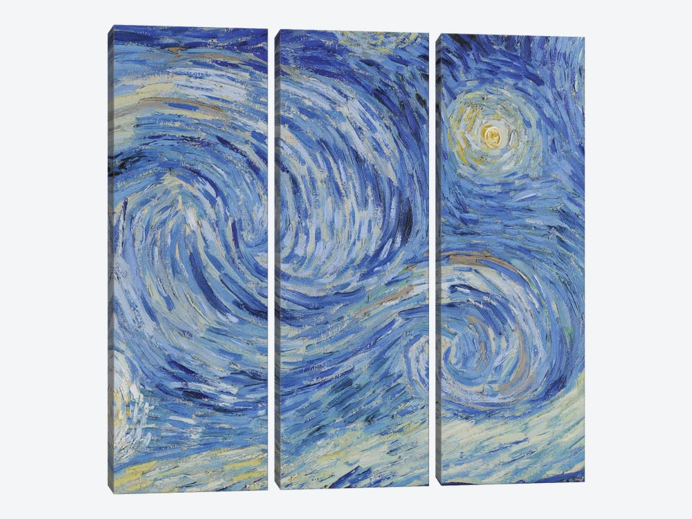The Starry Night, June 1889 by Vincent van Gogh 3-piece Canvas Print
