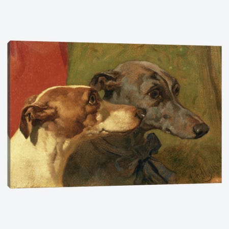 The Greyhounds 'Charley' and 'Jimmy' in an Interior Canvas Print #BMN919} by John Frederick Herring Sr Canvas Wall Art