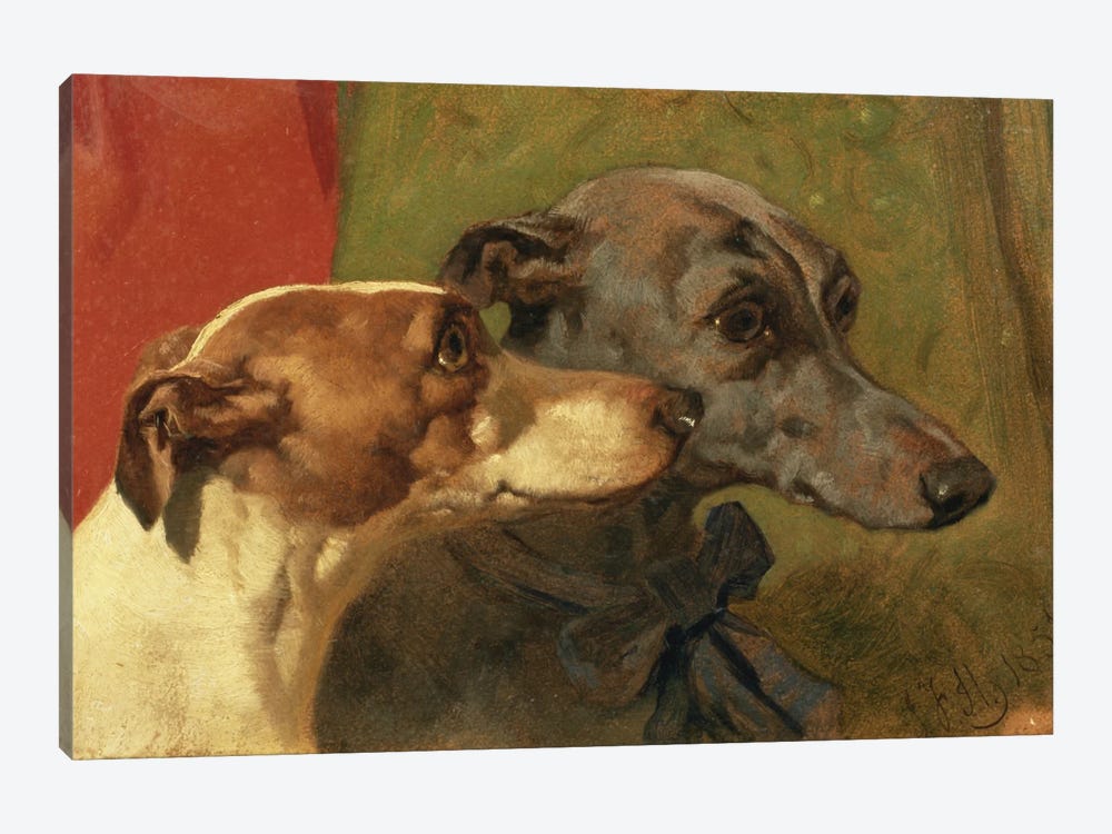 The Greyhounds 'Charley' and 'Jimmy' in an Interior by John Frederick Herring Sr 1-piece Canvas Art Print