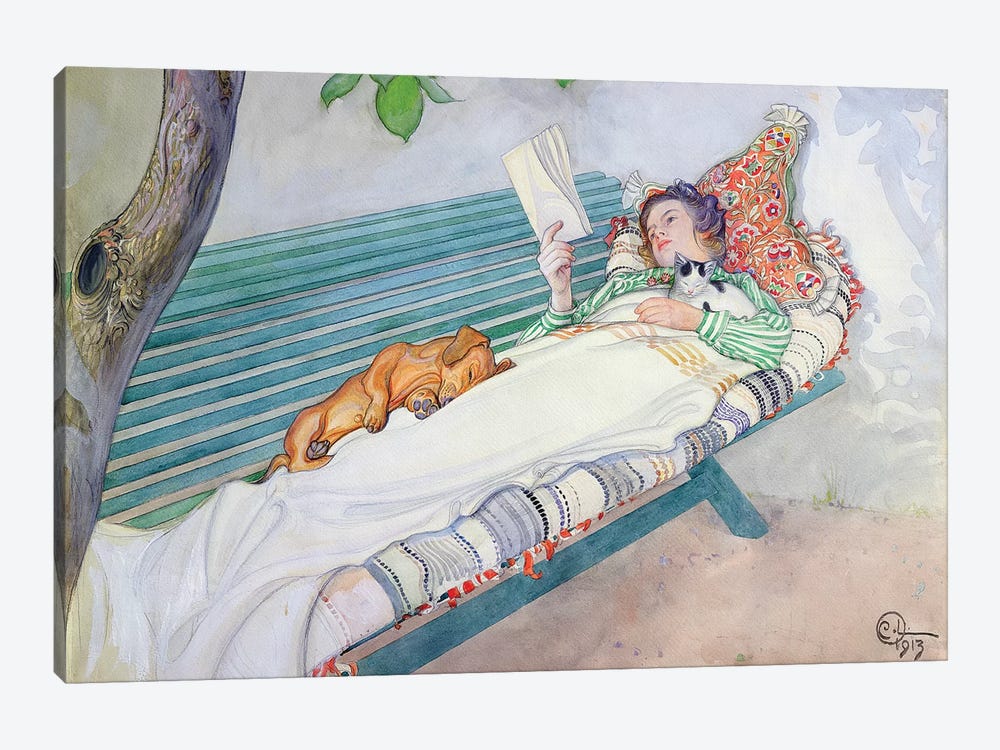 Woman Lying on a Bench, 1913 by Carl Larsson 1-piece Art Print
