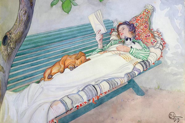 Carl Larsson: Woman Lying on a Bench, 1913 by Carl Larsson