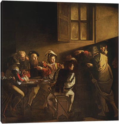 The Calling of St. Matthew, c.1598-1601 Canvas Art Print - Michelangelo Merisi da Caravaggio