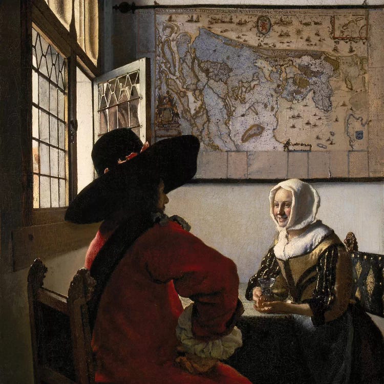 Officer And Laughing Girl, c. 1657-58 by Jan Vermeer wall art