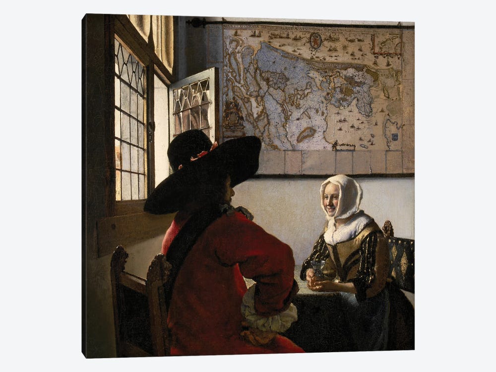 Officer And Laughing Girl, c. 1657-58 by Jan Vermeer 1-piece Art Print