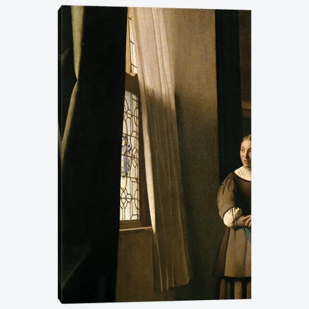 Lady Writing A Letter With Her Maid (Detail) Canvas Print #BMN9222} by Jan Vermeer Canvas Print