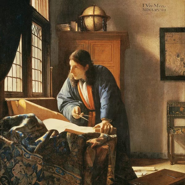 Chiaroscuro: Geographer, 1669 by Jan Vermeer