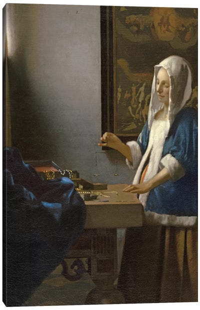 Woman Holding a Balance, c.1664 Canvas Art Print