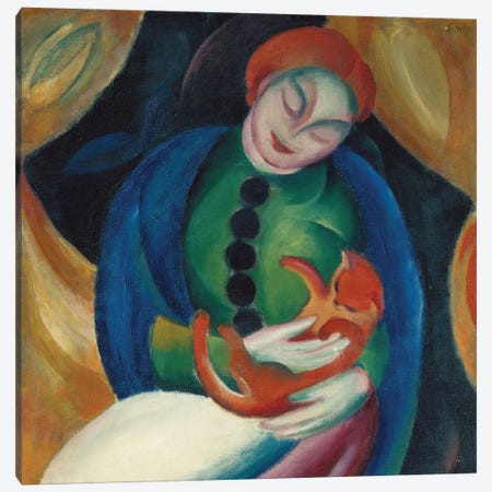 Girl with a Cat II, 1912 Canvas Print #BMN9234} by Franz Marc Canvas Art Print