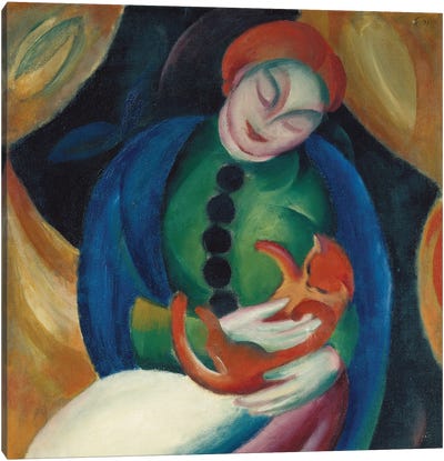 Girl with a Cat II, 1912 Canvas Art Print