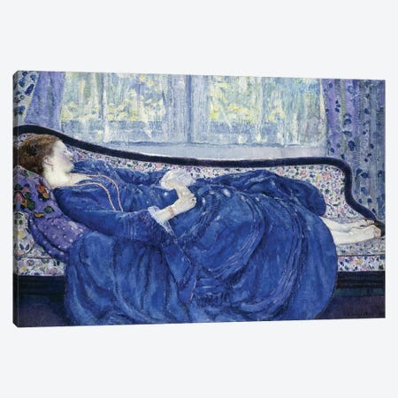 Girl in Blue, 1917 Canvas Print #BMN9242} by Frederick Carl Frieseke Art Print