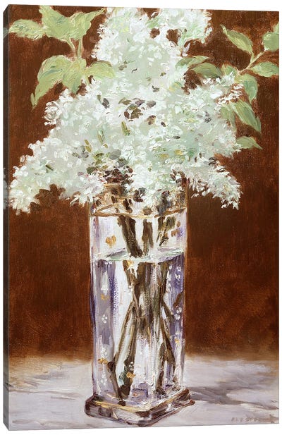 White Lilac in a Crystal Vase, 1882 Canvas Art Print - Edouard Manet