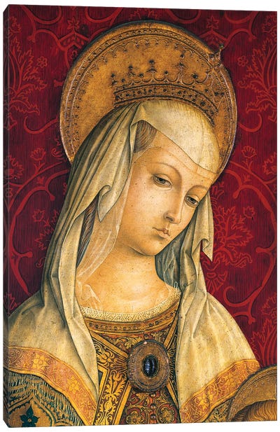Madonna's face, detail from central panel of Triptych of Camerino Canvas Art Print