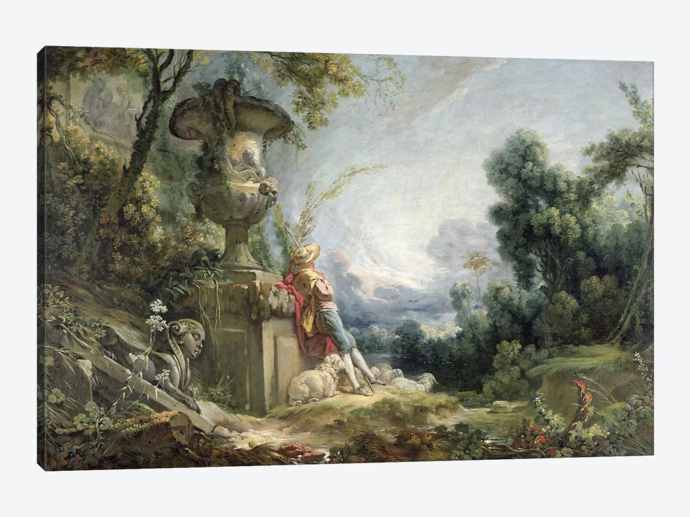 Pastoral Scene, or Young Shepherd in a Landscape by Francois Boucher 1-piece Canvas Artwork