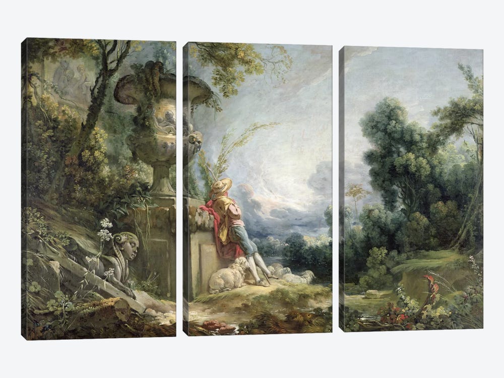 Pastoral Scene, or Young Shepherd in a Landscape by Francois Boucher 3-piece Canvas Art