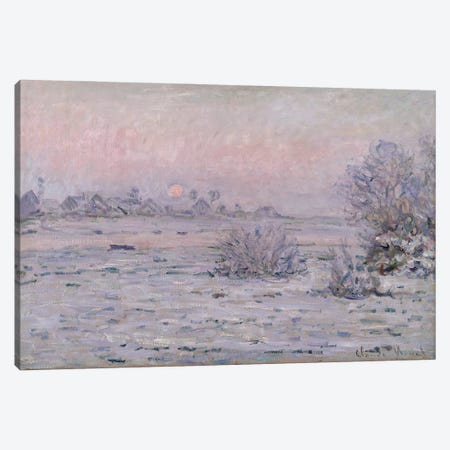 Snowy Landscape at Twilight, 1879-80  Canvas Print #BMN927} by Claude Monet Canvas Artwork
