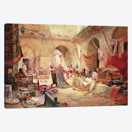 Carpet Bazaar, Cairo, 1887 Canvas Print #BMN9302} by Charles Robertson Canvas Artwork