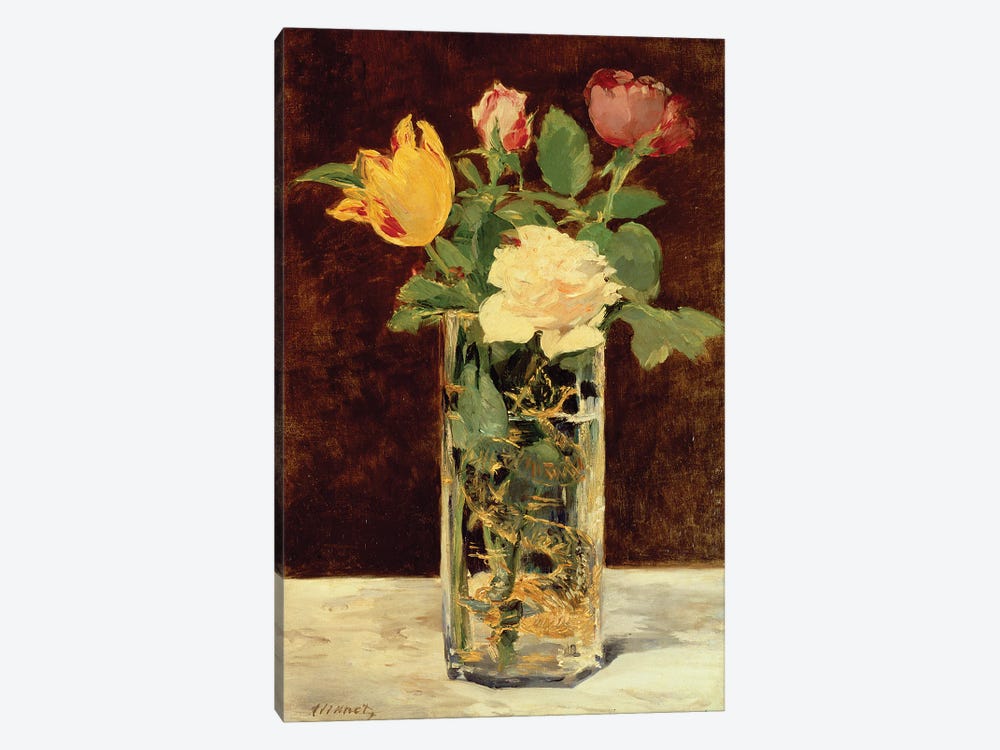 Roses and Tulips in a Vase, 1883 by Edouard Manet 1-piece Canvas Artwork