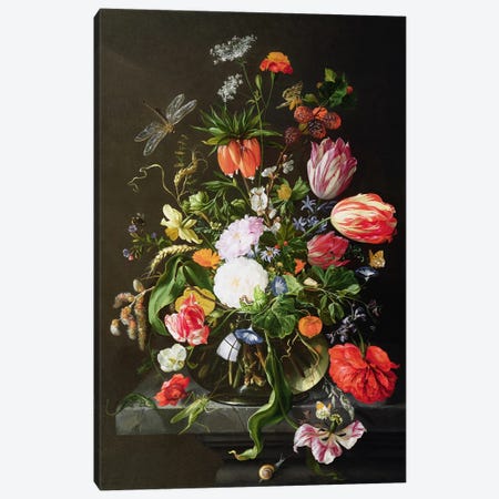 Still Life of Flowers Canvas Print #BMN930} by Jan Davidsz de Heem Canvas Wall Art