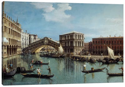 Le pont du Rialto a Venice Painting Canvas Art Print - Venice Art