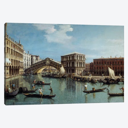 Le pont du Rialto a Venice Painting Canvas Print #BMN9320} by Canaletto Canvas Wall Art