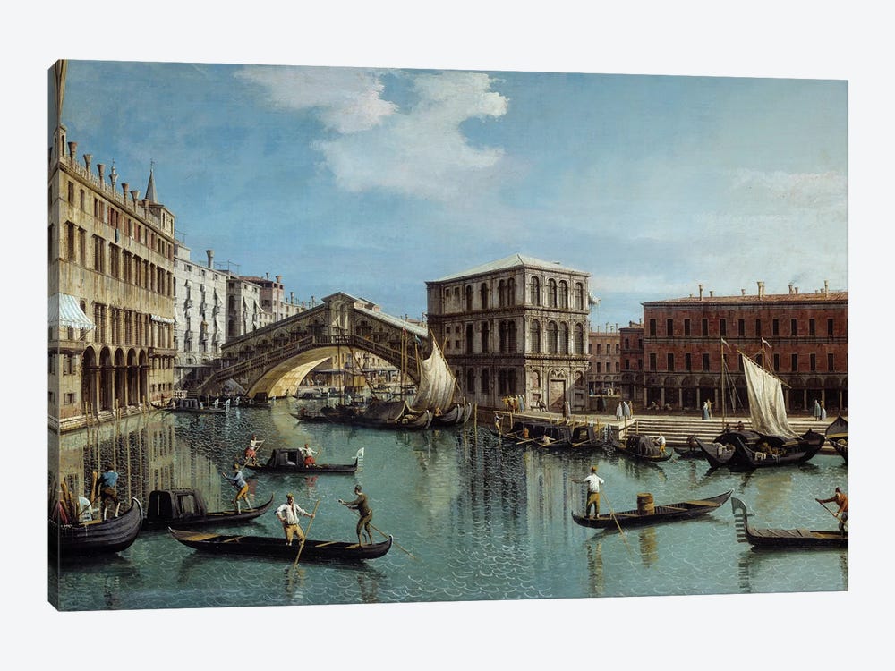 Le pont du Rialto a Venice Painting by Canaletto 1-piece Canvas Wall Art