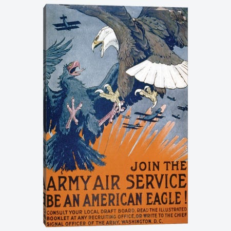 "Join the Army Air Service, be an American eagle!", c.1917 Canvas Print #BMN9331} by Charles Livingston Bull Canvas Print