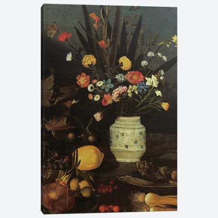 Still life with flowers and plants Canvas Print #BMN9341} by Michelangelo Merisi da Caravaggio Canvas Art