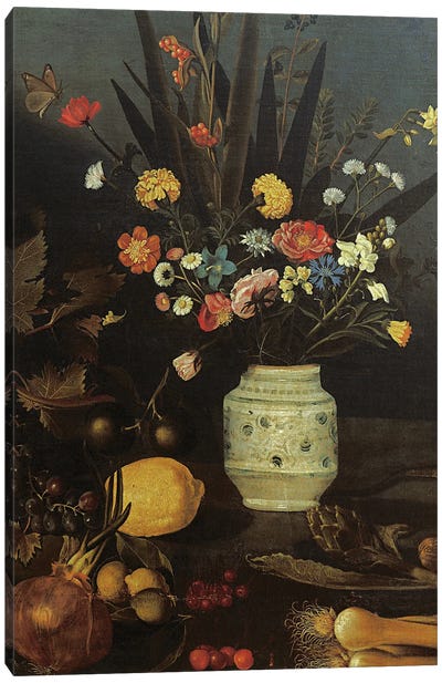Still life with flowers and plants Canvas Art Print - Michelangelo Merisi da Caravaggio