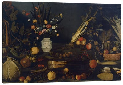 Still life of flowers and plants Canvas Art Print - Michelangelo Merisi da Caravaggio