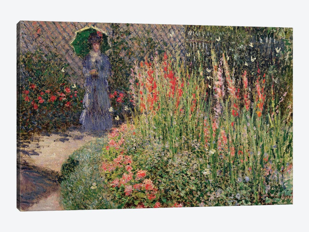 Rounded Flower Bed , 1876 by Claude Monet 1-piece Canvas Artwork