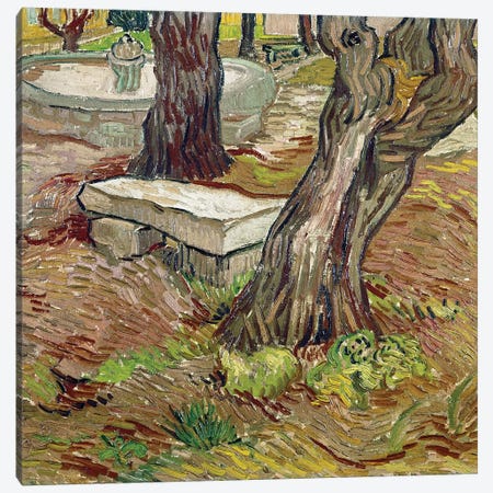 The park of the Saint Paul asylum in Saint-Remy  or Bench de Pierre Canvas Print #BMN9353} by Vincent van Gogh Canvas Print