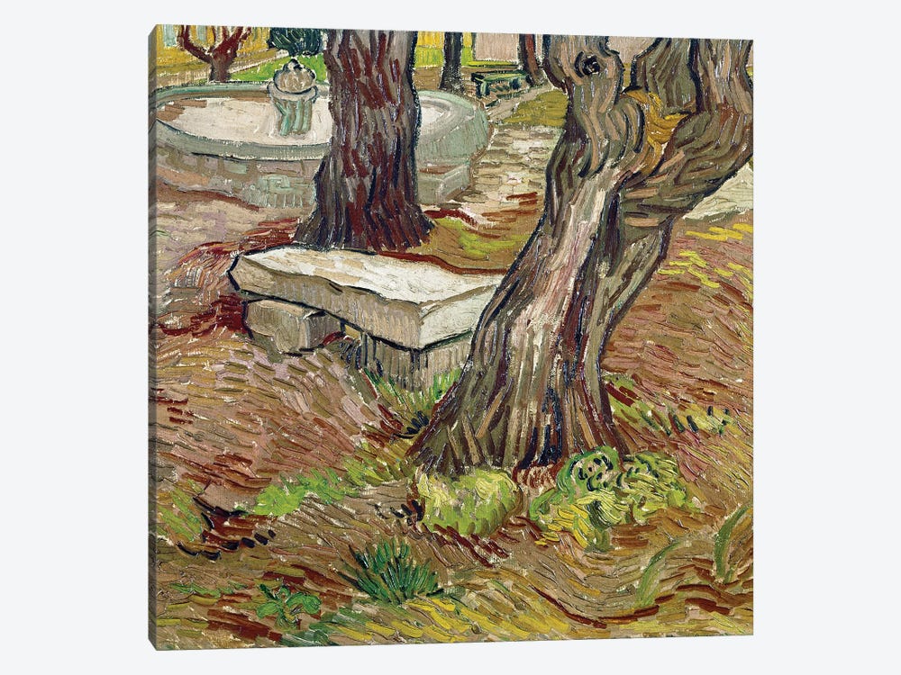 The park of the Saint Paul asylum in Saint-Remy  or Bench de Pierre by Vincent van Gogh 1-piece Canvas Wall Art