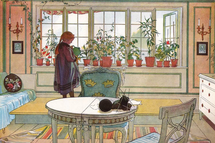 Flowers on the Windowsill, from 'A Home' series, c.1895 by Carl Larsson wall art