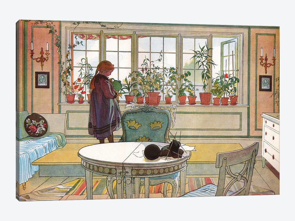 Flowers on the Windowsill, from 'A Home' series, c.1895 by Carl Larsson 1-piece Canvas Artwork