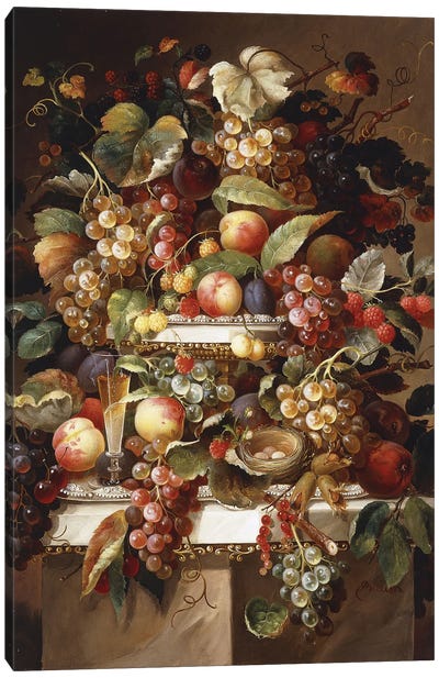 Still Life with Grapes and Peaches, Canvas Art Print