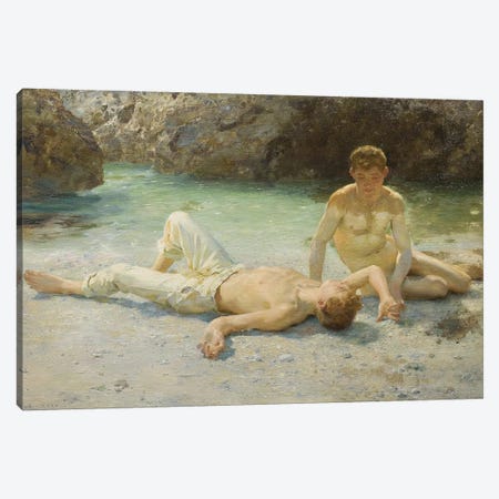 Noonday Heat, 1902-3 Canvas Print #BMN9369} by Henry Scott Tuke Canvas Art