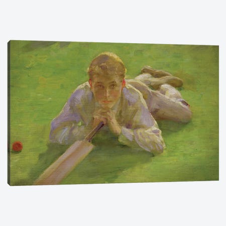 Henry All In Cricketing Whites Canvas Print #BMN9371} by Henry Scott Tuke Art Print