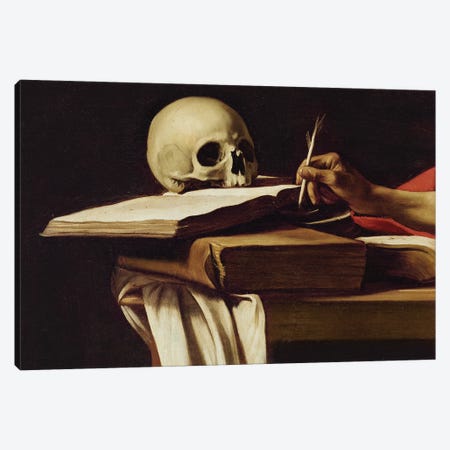 St. Jerome Writing, c.1604 Canvas Print #BMN9376} by Michelangelo Merisi da Caravaggio Canvas Artwork