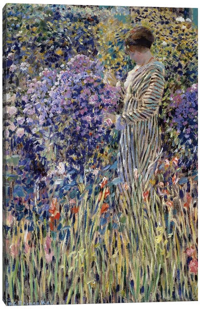 Woman in garden Canvas Art Print