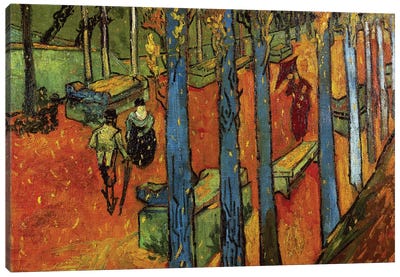 Falling leaves , 1888 Canvas Art Print - Vincent van Gogh