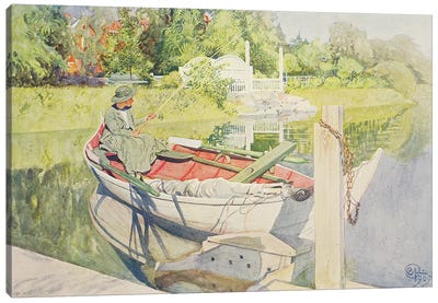Fishing, 1909 Canvas Art Print - Carl Larsson