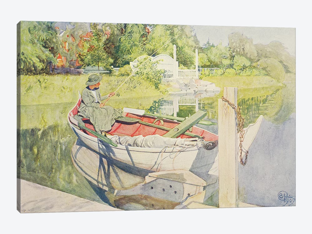 Fishing, 1909 by Carl Larsson 1-piece Canvas Art