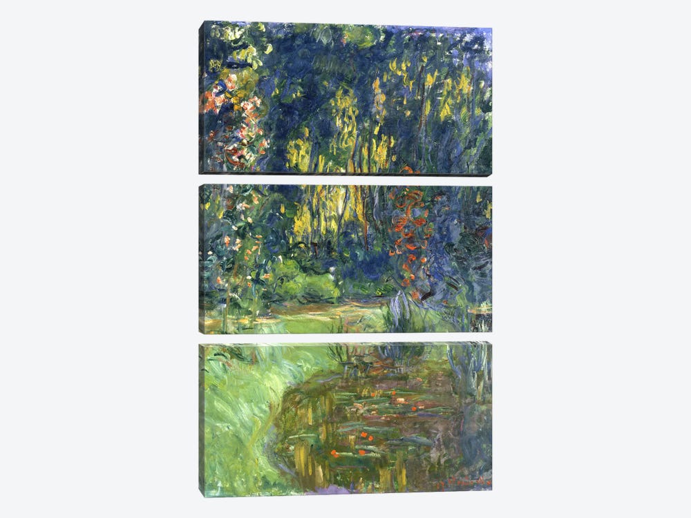 Garden of Giverny, 1923 by Claude Monet 3-piece Canvas Art Print
