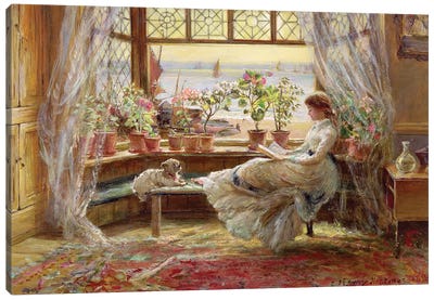 Reading by the Window, Hastings Canvas Art Print - Snowy Mountain Art