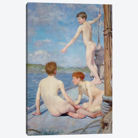 The Bathers Canvas Print #BMN9409} by Henry Scott Tuke Canvas Art Print