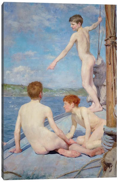 The Bathers Canvas Art Print - Male Nude Art