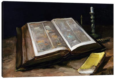 Still Life with Bible Canvas Art Print - Book Art