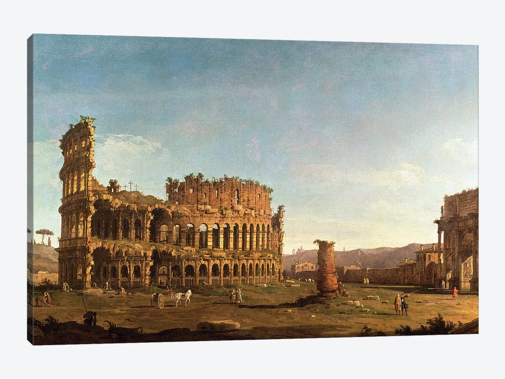 Colosseum and Arch of Constantine, Rome by Canaletto 1-piece Canvas Art Print